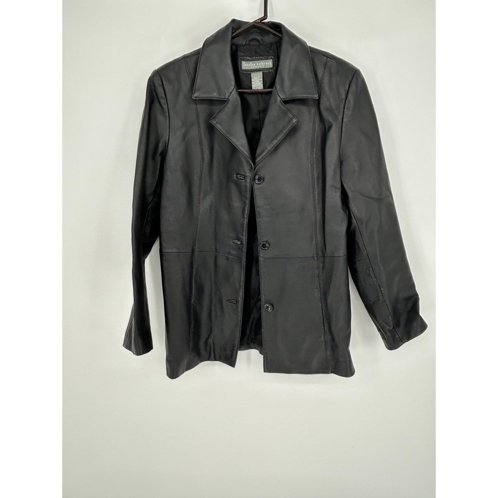Jessica Holbrook Black Leather Jacket Womens Small Dark Academia Quiet Luxury